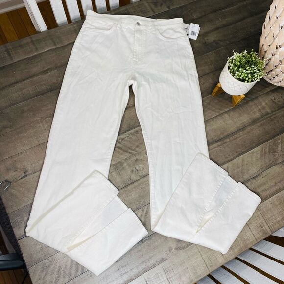7 For All Mankind Women's White Boot Cut Jeans - Picture 5 of 15